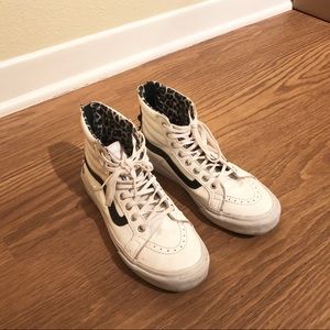 Vans White Leather Zip High Tops